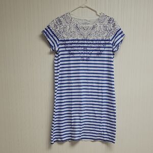 Vineyard Vines women's Blue & White Cap Sleeve Casual TShirt Dress Small cotton